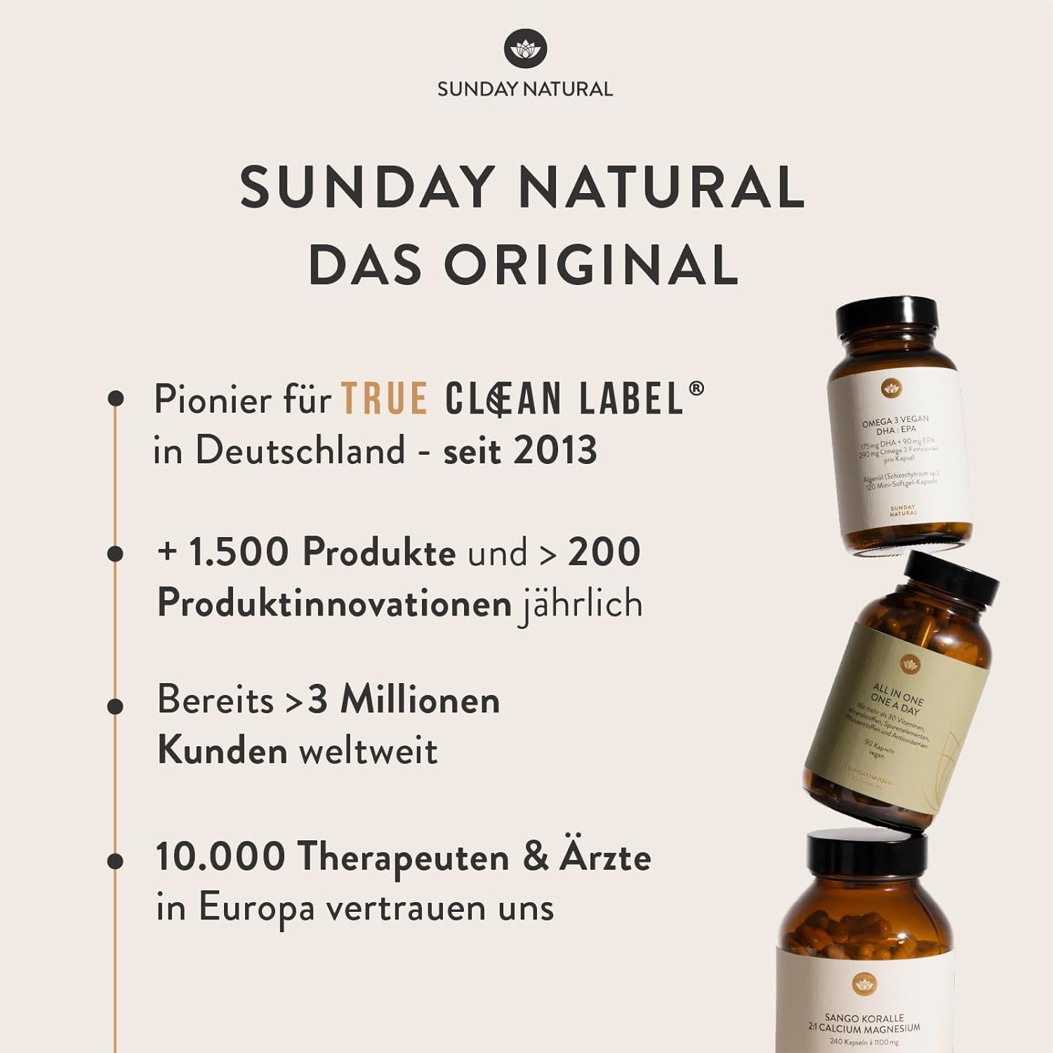 Schlaf-Magnesium mit Melatonin – Natürlich einschlafen & durchschlafen – SUNDAY NATURAL Magnesium Bisglycinate - 240 Capsules - 300 mg Pure Magnesium per Daily Dose, High Dose - Depot Magnesium Glycinate as Organic Amino Acid Chelate - Laboratory Tested, Vegan – Bild 5