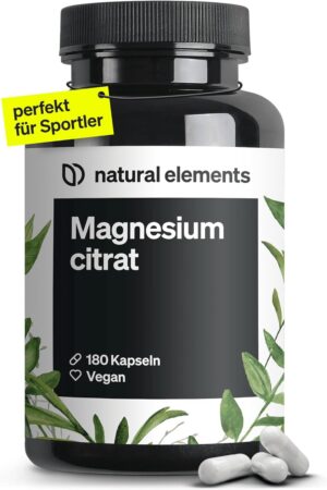 Magnesium 600 mg – Premium Magnesium Citrate, 2250 mg of which 360 mg Elementary Magnesium Per Daily Dose, Laboratory Tested and Without Additives such as Magnesium Stearate, High Dose, Vegan and Made in Germany