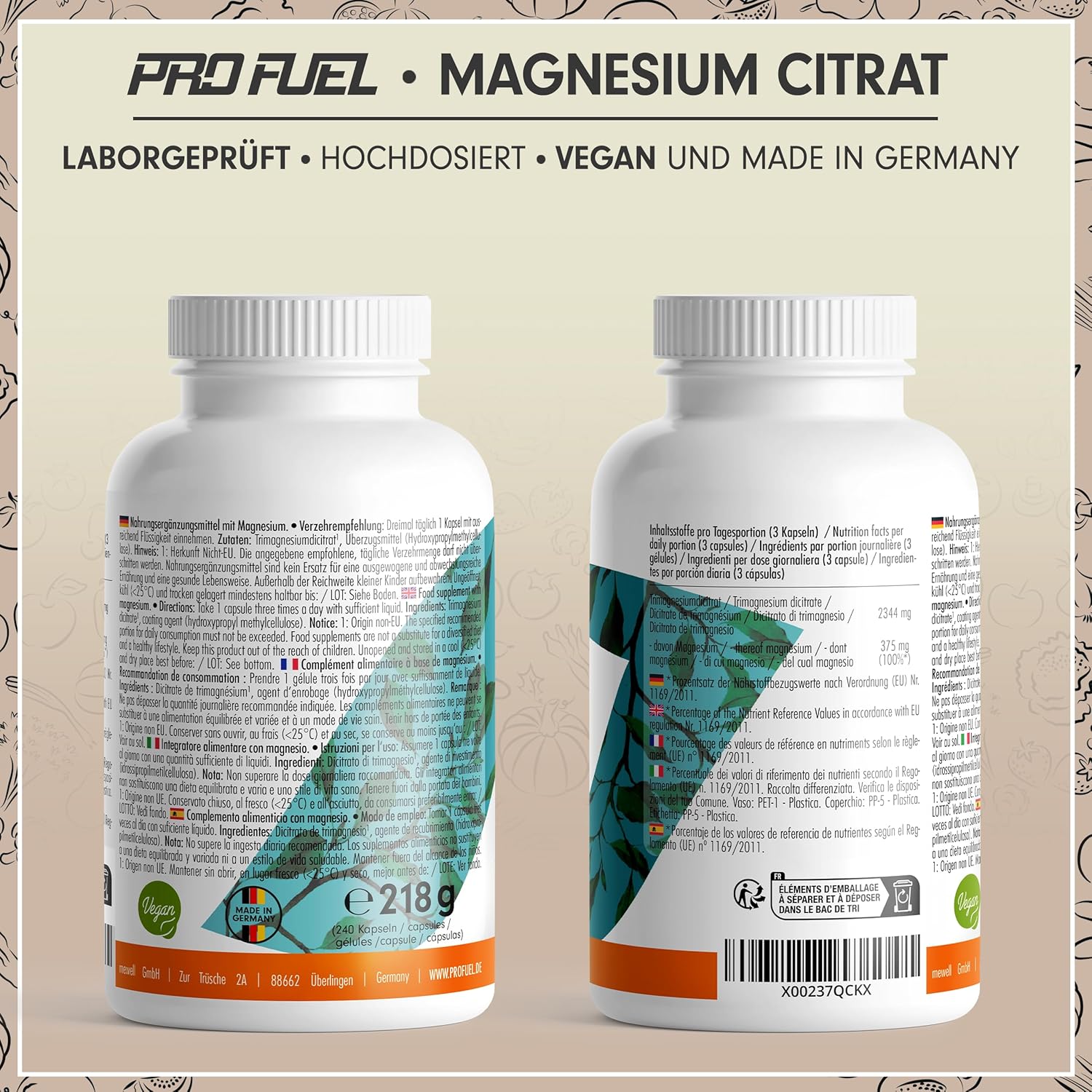 Magnesium 600 mg – Magnesium Citrate Capsules 720x with 375 mg Magnesium Made of High-Quality Magnesium Citrate - Optimal High Dose & Bioavailable - Laboratory Tested with Certificate - 100% Vegan - Supply for 240 Days – Bild 6