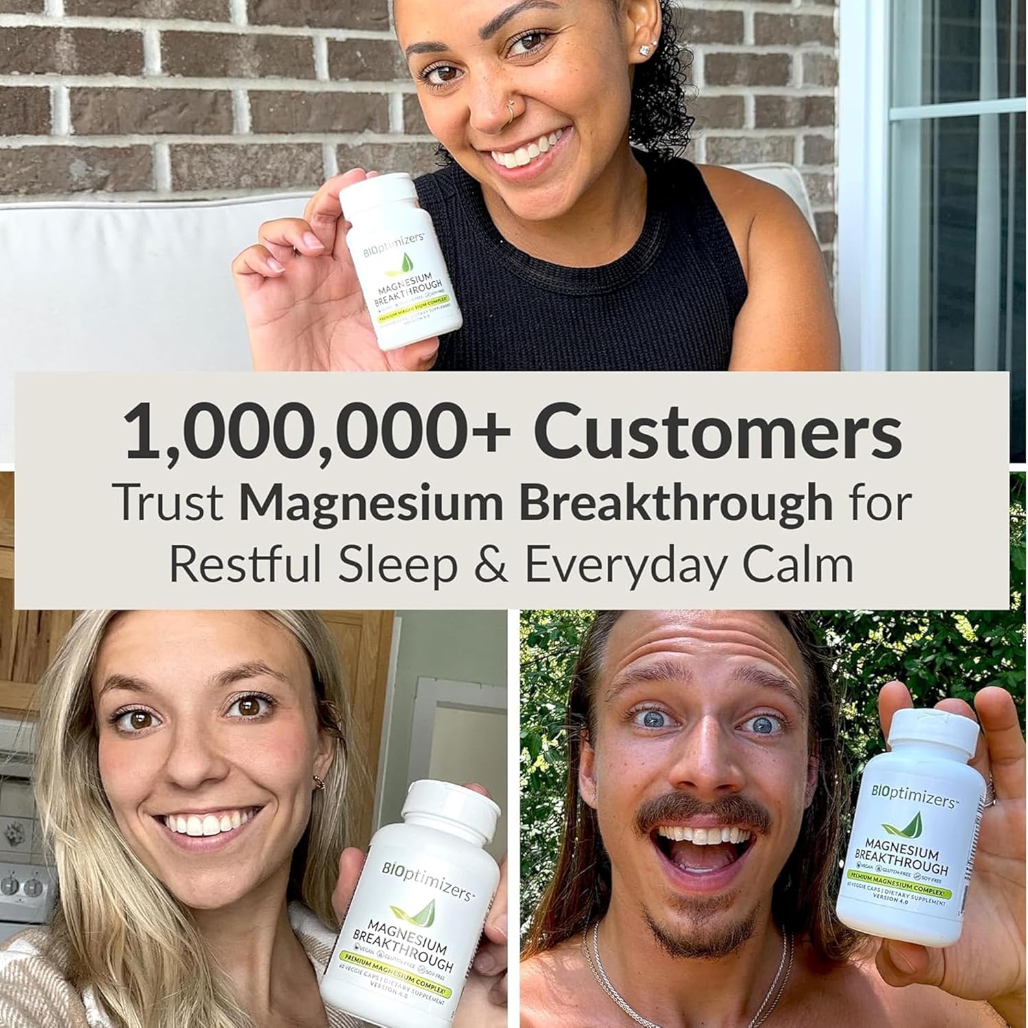 Schlaf-Magnesium mit Melatonin – Natürlich einschlafen & durchschlafen – BiOptimizers Magnesium Breakthrough 4.0 7-in-1 Complex 60 Vegan Capsules - Highly Effective Magnesium Glycinate, Malate, Taurate and Citrate - Magnesium Preparations for Sleep, Against Anxiety – Bild 7