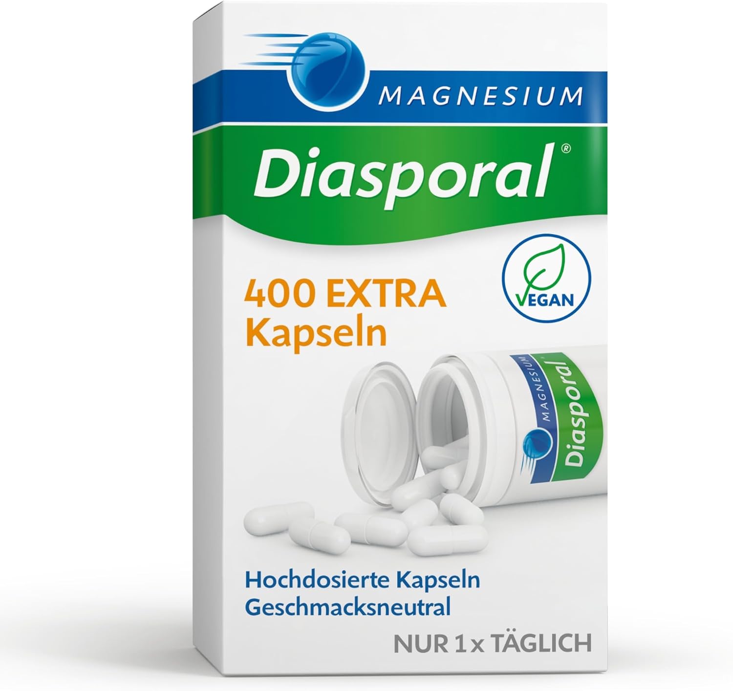 Magnesium Komplex mit B6 & Zink – Magnesium Diasporal 400 Extra Capsules | High Dose 400 mg Magnesium Capsules | Vegan, Tasteless and Easy to Swallow | Ideal for Increased Needs | Gluten Free and Lactose Free | Pack of 20