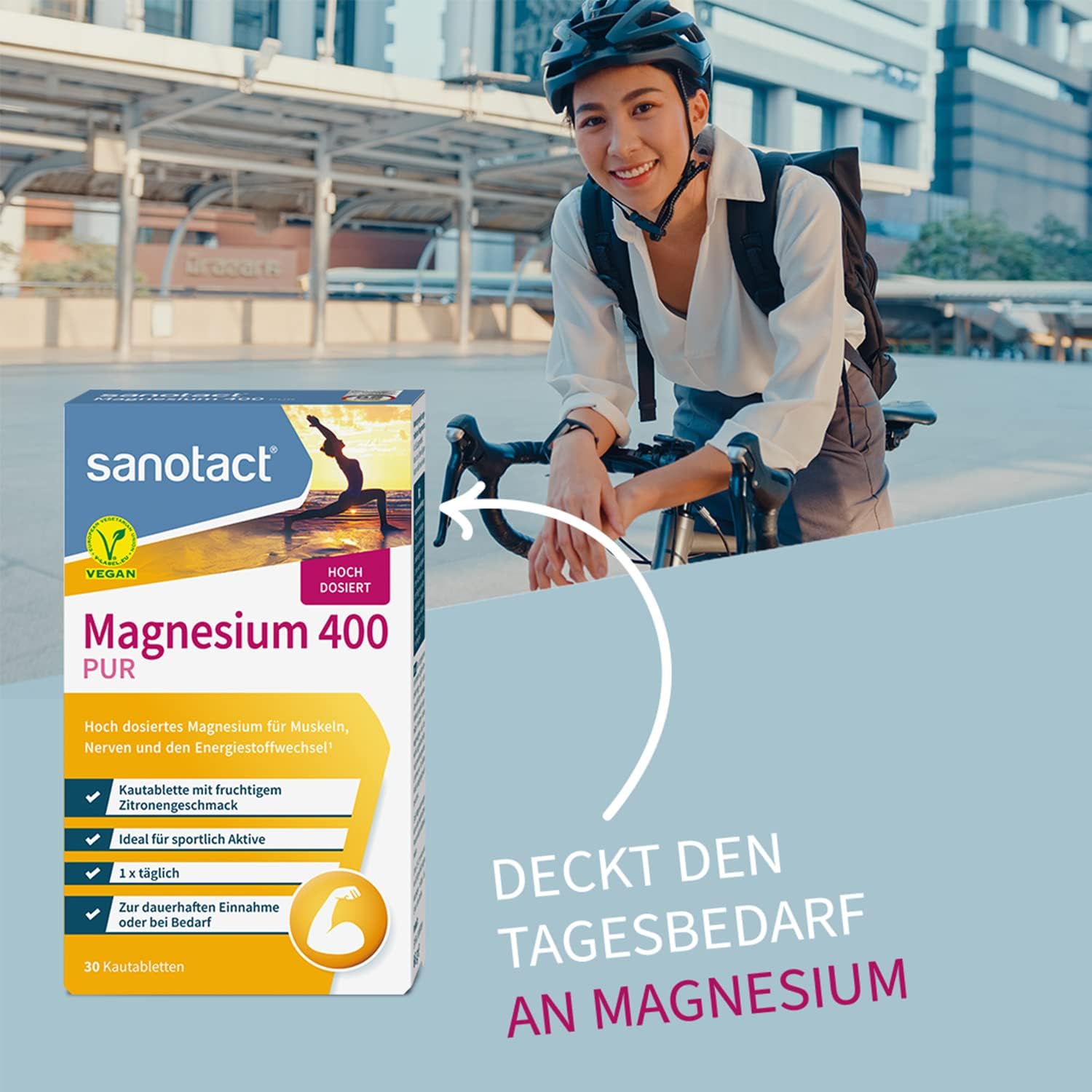 Magnesium 400 mg – sanotact Magnesium 400 (10 x 30 chewable tablets), high dose magnesium for muscles and nerves, 400 mg magnesium with immediate effect, 100% vegan, magnesium carbonate and magnesium oxide – Bild 9