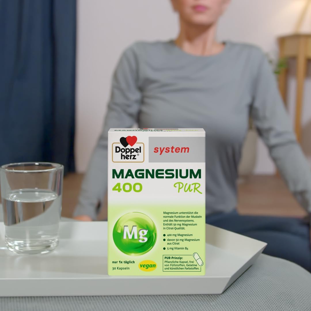 Magnesium 400 mg – Doppelherz System Magnesium 400 PUR – Magnesium Supports the Normal Function of Muscles – Vegan – Citrate Quality – 60 Capsules – Bild 3