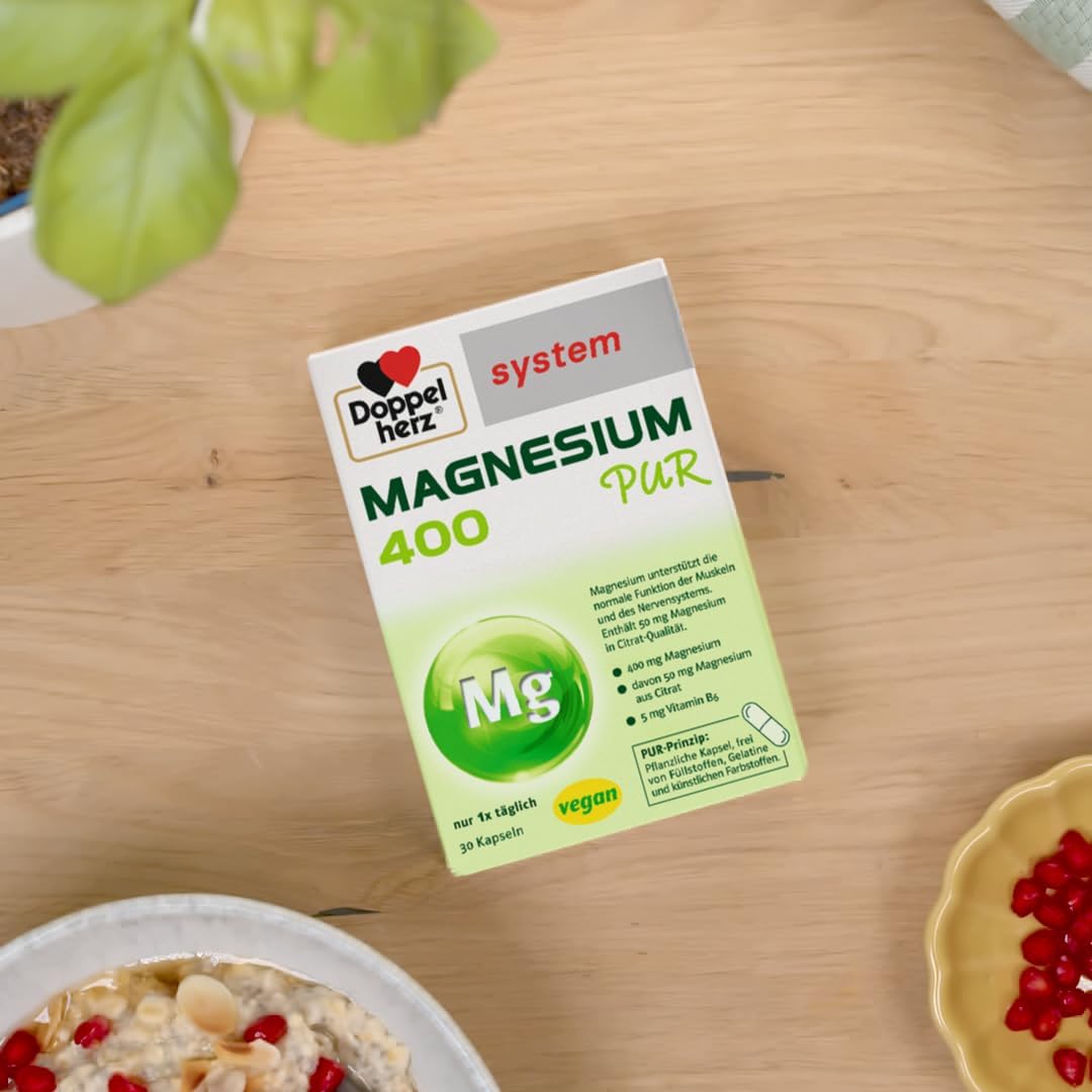 Magnesium 400 mg – Doppelherz System Magnesium 400 PUR – Magnesium Supports the Normal Function of Muscles – Vegan – Citrate Quality – 60 Capsules – Bild 4