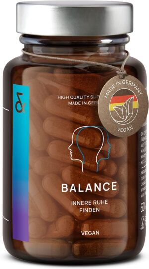 Magnesium Komplex mit B6 & Zink – N°5 Balance - Serotonin & Dopamine Capsules with Ashwagandha, Rhodiola & Saffron - Magnesium, Vitamin B12, B5 & B9 - For Inner Balance & Nerves - 60 Capsules - Vegan