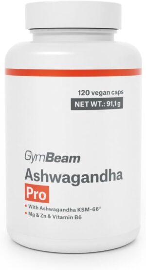 Magnesium 600 mg โ Ashwagandha Capsules High Dose PRO - 600 mg Ashwagandha KSM-66 per Day, for Sleep & Mental Health, Complex with Magnesium, Zinc & Vitamin B6, Vegan & No Additives - GymBeam, 120 Caps