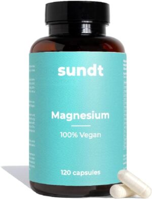 Magnesium 600 mg โ Magnesium High Dose | 210 mg Ionised Magnesium from Sea Water | 120 Vegan Capsules with Aquaminยฎ for Energy, Muscles & Nerves | Natural Bioavailability | Sundt Supplements