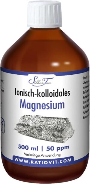 Magnesium Komplex mit B6 & Zink โ Ionic Colloidal Magnesium - 500ml Liquid - 50ppm High Purity Elementary Magnesium - No Complex - No Additives - For Nerves, Muscles and Energy
