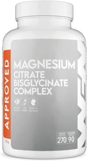 Magnesium 400 mg – WFN Approved Magnesium Complex - 270 Vegan Capsules - With Magnesium Bisglycinate & Magnesium Citrate - 400 mg Elementary Magnesium High Dose - Produced & Laboratory Tested in Germany