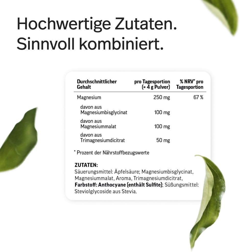 Magnesium Komplex mit B6 & Zink – edubily nutrition® Magnesium Complex Powder with Magnesium Glycinate, Citrate & Carbonate, No Magnesium Stearate, with Vitamin B6, Vegan (300 g Powder) (Blueberry) – Bild 9