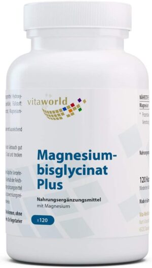 Magnesium 400 mg โ Vita World Magnesium Bisglycinate Plus 3 x 120 Vegi Capsules Pharmacist Manufacture Pack of 3