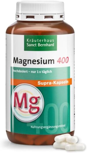 Magnesium 400 mg – Sanct Bernhard Magnesium 400 – 300 Capsules (90 g)