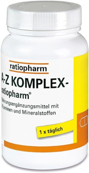 Magnesium Komplex mit B6 & Zink – A-Z Komplex-ratiopharm Tablets: All-Round Well Cared for – 23 Essential Vitamins and Minerals for Targeted Supply, 30 Tablets