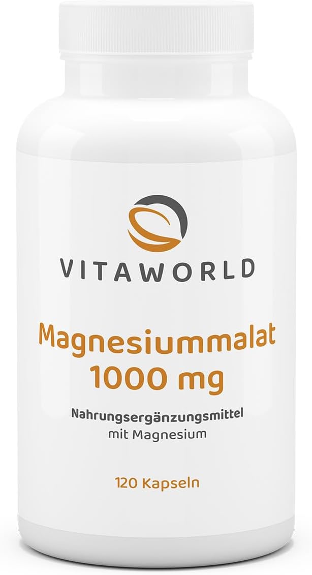 Magnesium 400 mg – Vita World Magnesium Malate 1000 mg 3 x 120 Capsules High Dose Vegan and Free from Additives 150 mg Elementary Magnesium per Capsule Pharmacy Manufacture Pack of 3