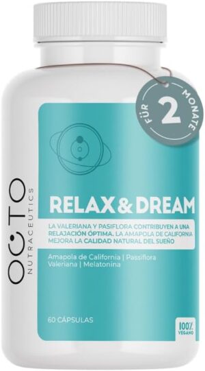 Schlaf-Magnesium mit Melatonin – Natürlich einschlafen & durchschlafen – Relax&Dream Melatonin with Valerian, Passionflower and California Poppy - Capsules for Better Sleep and Less Stress - Natural Sleep Aid - Pack of 60