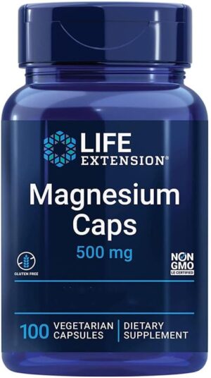 Magnesium 600 mg – Life Extension, Magnesium, 100 Vegetarian Capsules, 500 mg Magnesium per Dose, Gluten Free, Soy Free, GMO Free, Neutral in Taste