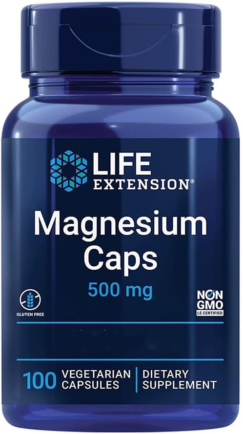 Magnesium 600 mg – Life Extension, Magnesium, 100 Vegetarian Capsules, 500 mg Magnesium per Dose, Gluten Free, Soy Free, GMO Free, Neutral in Taste