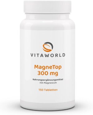 Magnesium 400 mg – vitaworld Magnesium Magnetop 300 mg, 300 mg Pure Magnesium per Tablet, Vegan, 150 Tablets