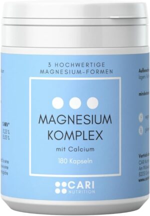 Magnesium Komplex mit B6 & Zink โ Magnesium Complex | 180 Capsules for 90 Days | 3 High-Quality Magnesium Forms with Calcium | Vegan & Made in Germany