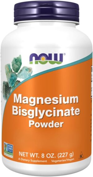 Magnesium 250 mg – Now Foods, Magnesium Bisglycinate Powder, Magnesium Bisglycinate, 227 g Vegan Powder, Laboratory Tested, Gluten Free, Vegetarian, Soy Free, GMO Free