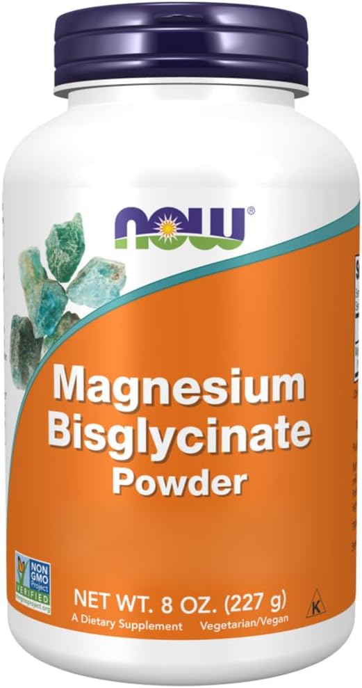 Magnesium 250 mg – Now Foods, Magnesium Bisglycinate Powder, Magnesium Bisglycinate, 227 g Vegan Powder, Laboratory Tested, Gluten Free, Vegetarian, Soy Free, GMO Free