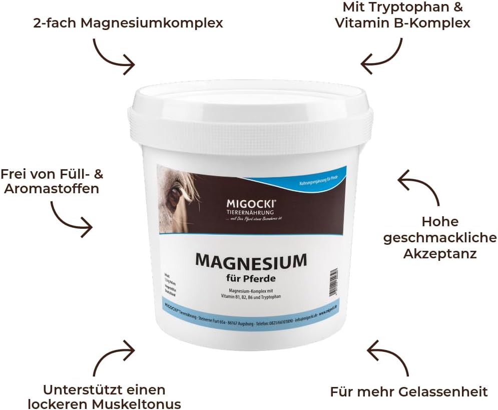 Magnesium Komplex mit B6 & Zink – Magnesium for Horses with Tryptophan and Vitamin B Complex - Pelleted Supplementary Feed (1.5 kg Bucket) – Bild 2