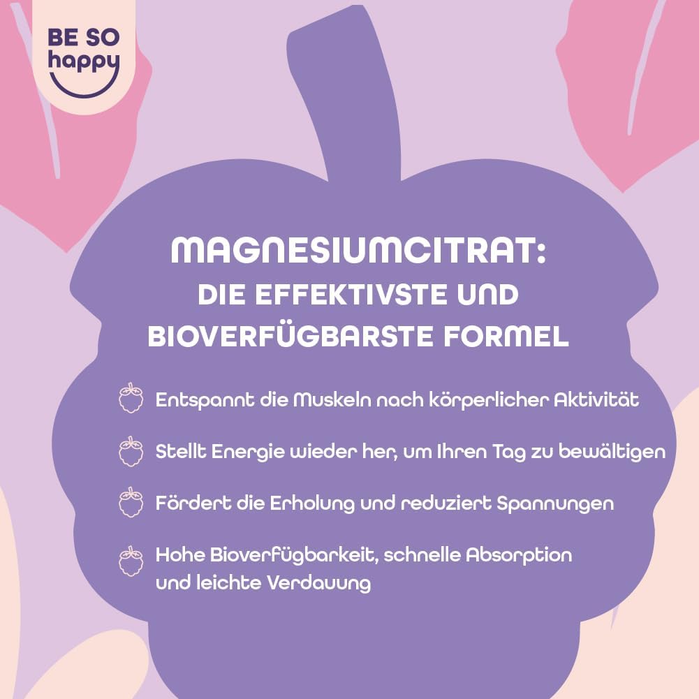 Schlaf-Magnesium mit Melatonin – Natürlich einschlafen & durchschlafen – Magnesium Gummies 180 mg, Magnesium for Children and Adults, Magnesium Citrate 1607 mg per Dose, 60 Magnesium Gummy Bears for Fatigue, Muscles & Nervous System, Marvelous Magnesium BeSoHappy – Bild 4