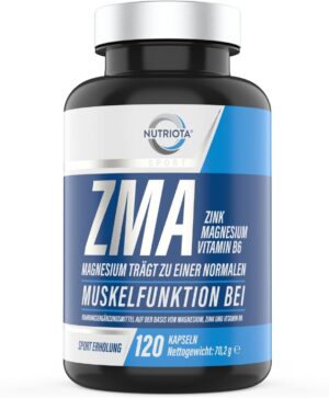 Magnesium Komplex mit B6 & Zink โ ZMA Max Capsules - High Dose Zinc, Magnesium and Vitamin B6 Supplement - 120 Capsules - Muscle Recovery, Better Sleep and Immune Support - From Nutriota