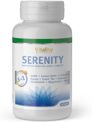 Schlaf-Magnesium mit Melatonin – Natürlich einschlafen & durchschlafen – Relax Capsules with Gaba, Niacin, Magnesium, Vitamin B 6 & Plant Extracts (Pack of 90) Balance, Calm, Mental Strength, Mind Relaxing Complex Serenity Vitality Nutritionals by VitaminExpress