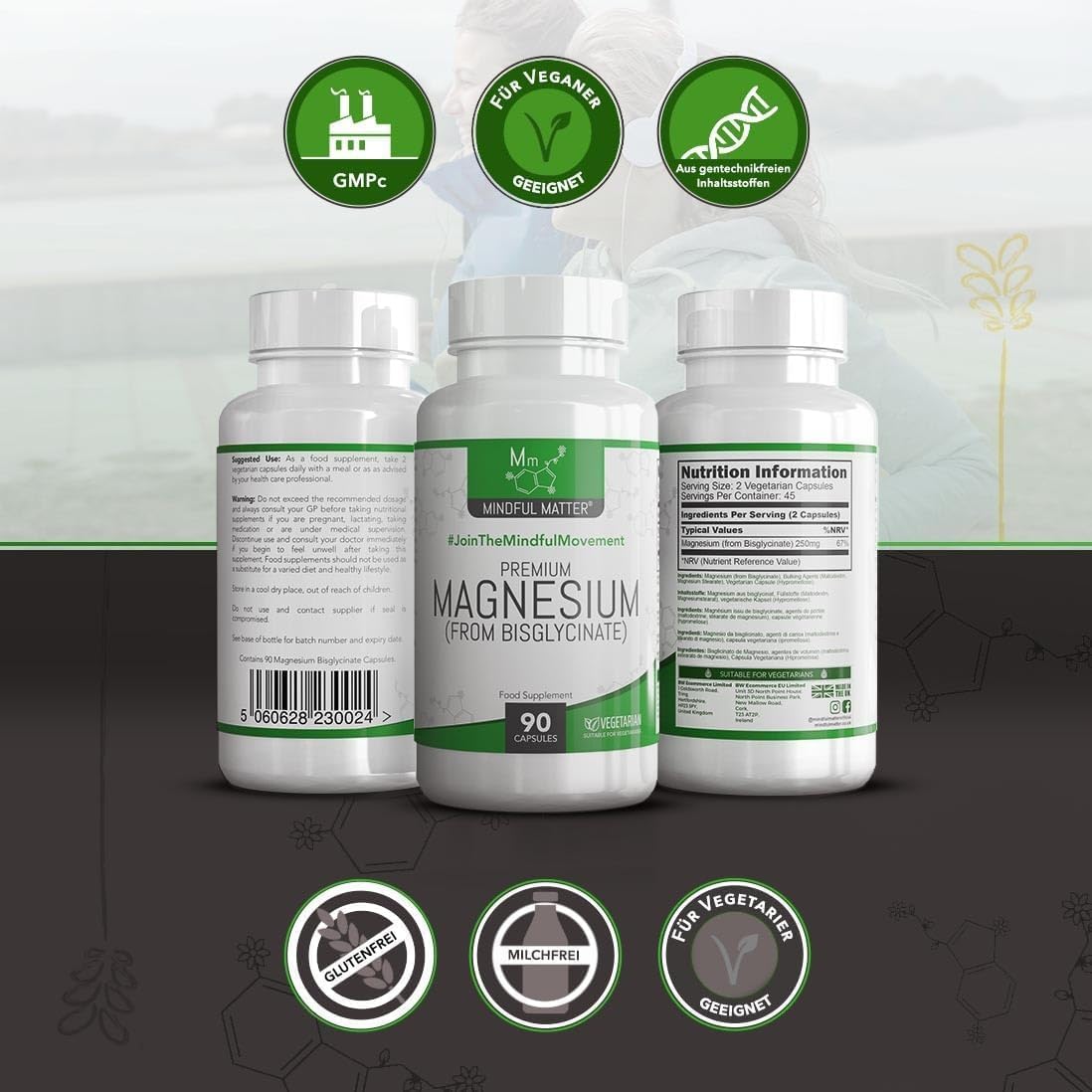 Magnesium 400 mg – MM Magnesium Glycinate | 250mg Magnesium Bisglycinate per Serving | 90 Magnesium Glycinate Capsules | Mag High Dose Capsules | GMO, Gluten & Allergen-free | Made in the UK – Bild 3
