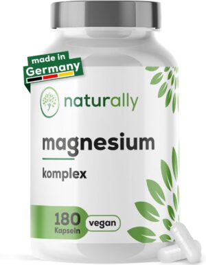 Magnesium Komplex mit B6 & Zink – naturally Magnesium Complex High Dose [180 Capsules] 400 mg per Daily Dose from 4 Forms: Magnesium Citrate, Magnesium Malate, Magnesium Bisglycinate, Magnesium Oxide, Vegan