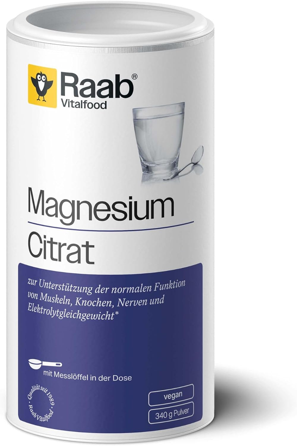 Magnesium Komplex mit B6 & Zink – Raab Vitalfood® Magnesium Citrate Powder (340 g) - 100% Magnesium Citrate without Additives, Good to Dose, Ideal for Athletes - for Muscles, Nerves, Electrolyte Household - Laboratory Tested, Vegan