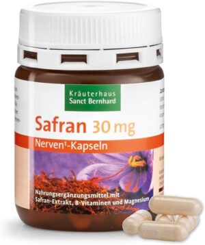 Magnesium Komplex mit B6 & Zink โ Sanct Bernhard Saffron Capsules with Saffron Extract, B Vitamins & Magnesium, 60 Capsules