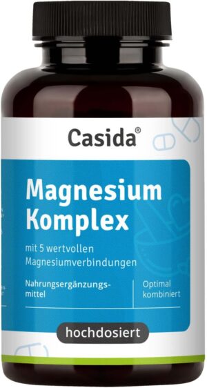 Magnesium Komplex mit B6 & Zink – Casida Magnesium Complex - 120 Capsules - 400 mg Elementary Magnesium per Daily Dose - Magnesium Citrate, Magnesium Oxide, Magnesium Bisglycinate, Magnesium Malate, Magnesium Scorbate - Vegan, High