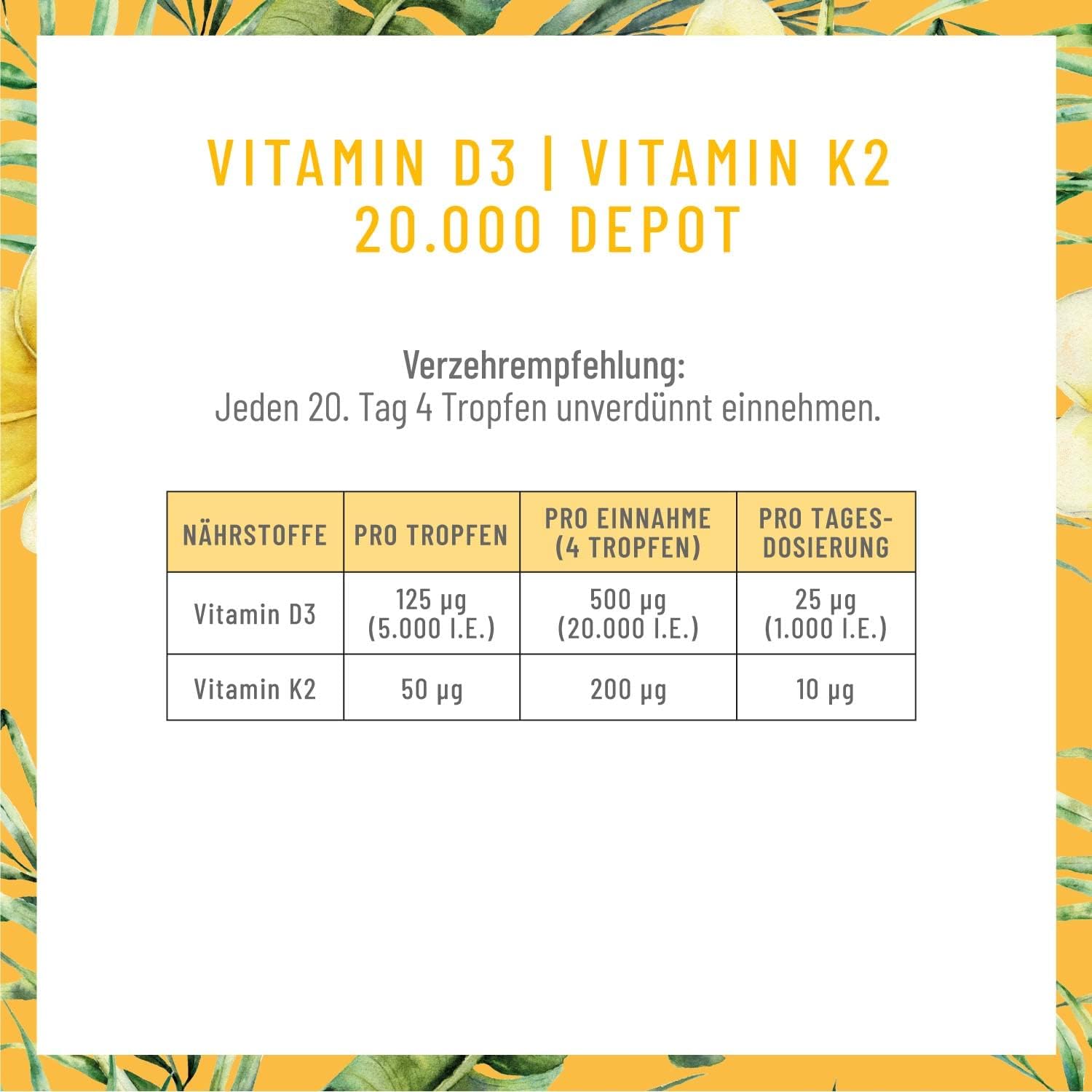 Magnesium Komplex mit B6 & Zink – NATURTREU Vitamin D3 K2 Drops High Dose & Vegan - 20,000 IU Vitamin D3 + K2 MK7 200 mcg per Dose (Depot) – Bild 6