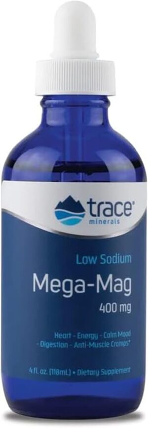 Magnesium 400 mg โ Trace Minerals, Mega-Mag, 400 mg, 118 ml, Magnesium, Laboratory Tested, Soy Free, Gluten Free, GMO Free, Vegan Free