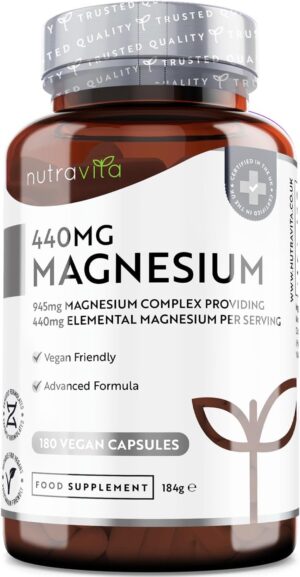 Magnesium 250 mg – Magnesium Citrate 2,250 mg of Which 369 mg Elementary Magnesium Per Daily Dose - 270 Vegan Capsules of Premium Magnesium Citrate - GMO-Free and Best Certified Quality - Made by Nutravita