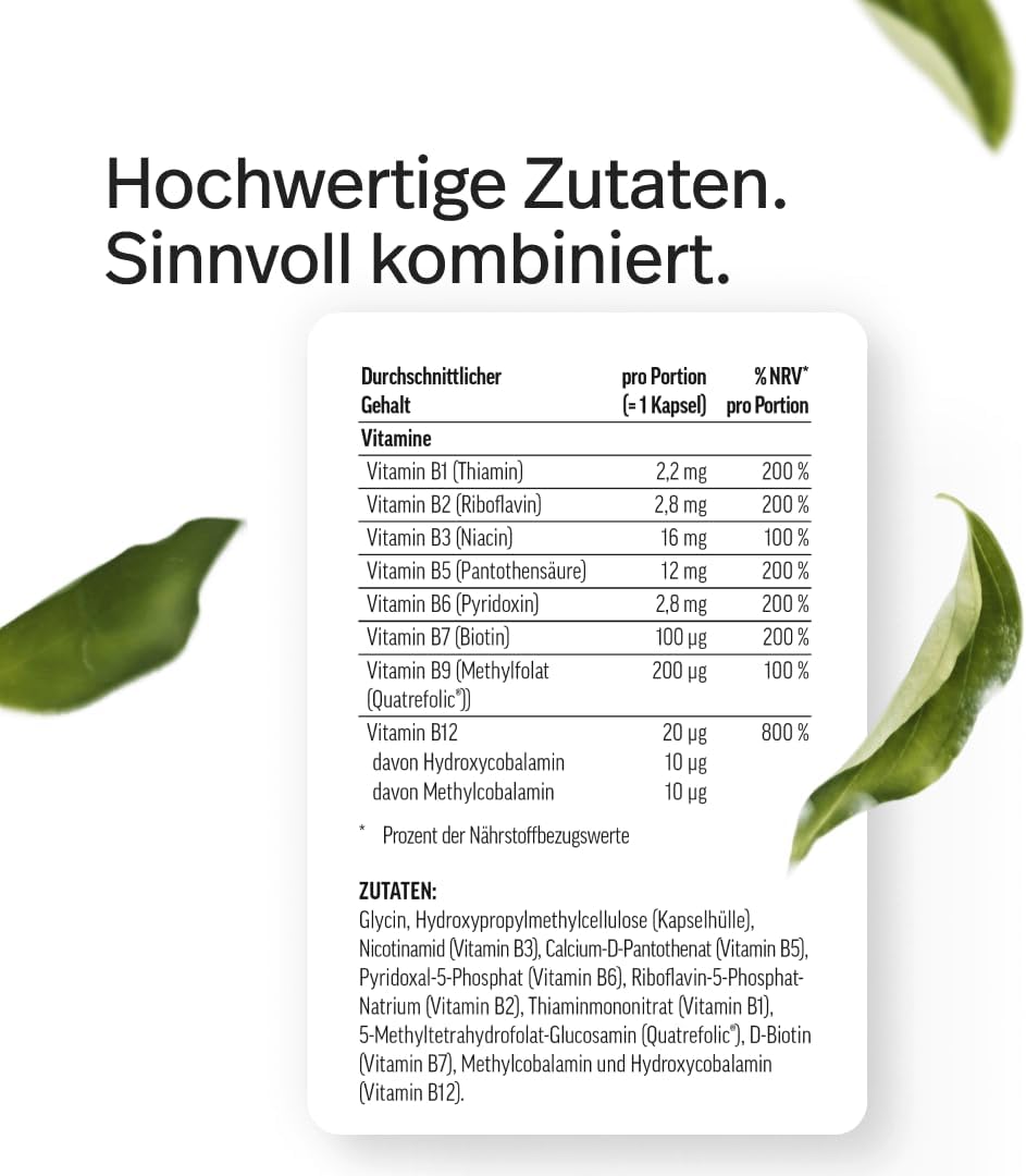 Magnesium Komplex mit B6 & Zink – edubily nutrition® Vitamin B Complex. With Hydroxocobalamin and Methylcobalamin Complex (Both B12), Methyl Folate, Niacin, Pantothenic Acid, Biotin, B1, B2 & B6. 90 Capsules in Brown Glass – Bild 9