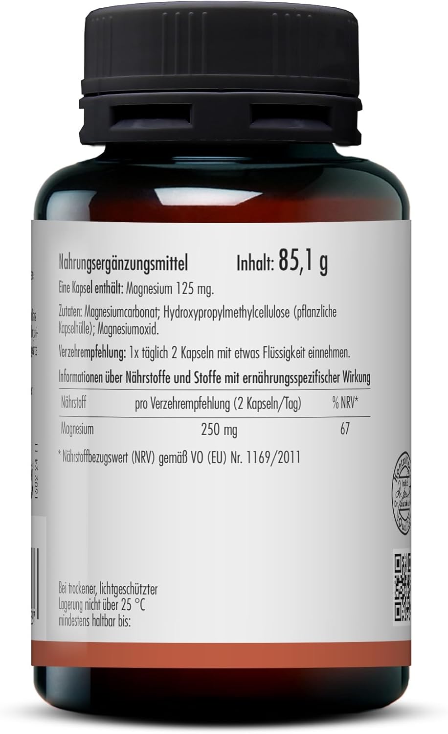 Magnesium 250 mg – sovita Magnesium Opti 250 Capsules | High Dose & Vegan | For Muscles, Nerves & Energy Metabolism – Bild 7