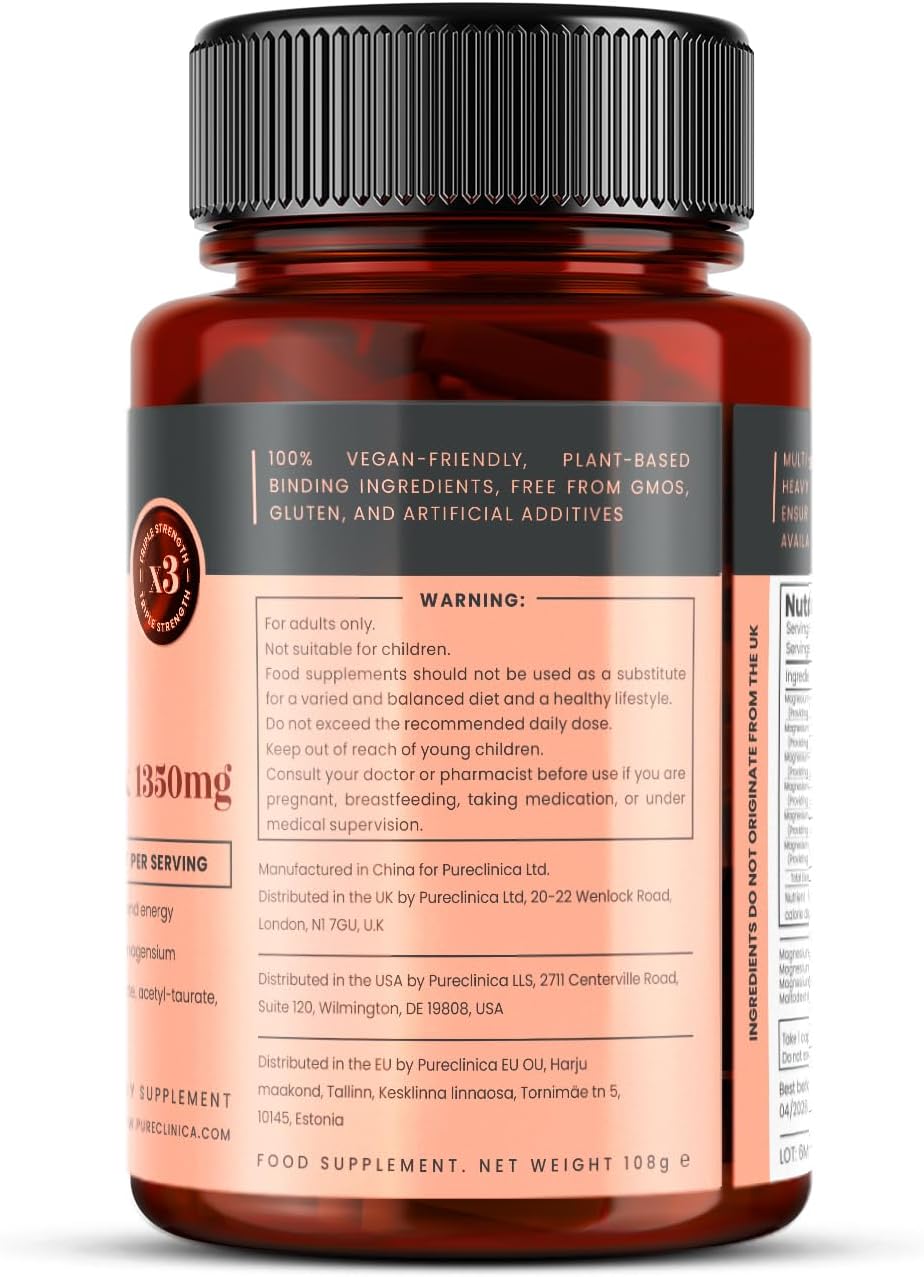 Magnesium Komplex mit B6 & Zink – Double Strength Magnesium Complex - 1350mg Per Tablet - 247mg Elementary Magnesium - 6 High Quality Magnesium Compounds for Muscles, Heart, Brain & Bones - 3 Month Supply (90 Tablets) – Bild 6