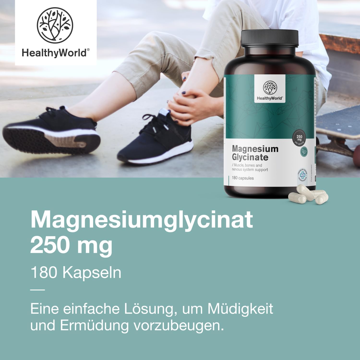Magnesium 250 mg – Magnesium Glycinate 250 mg - 180 Plant Capsules - For More Energy and Muscle Support - Training, Fitness and Immune System - 125 mg Magnesium per Capsule - 3 Month Supply – Bild 6