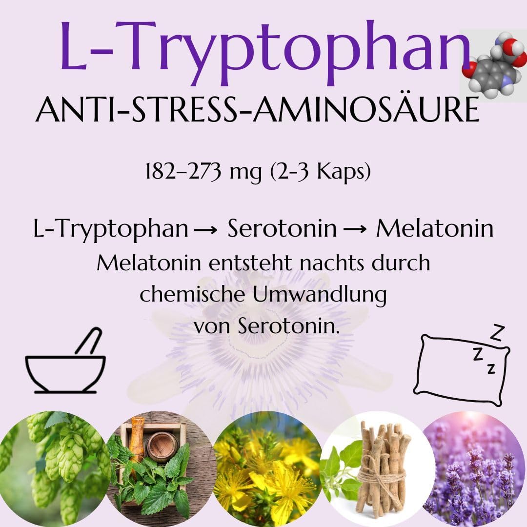 Schlaf-Magnesium mit Melatonin – Natürlich einschlafen & durchschlafen – Green idea - SLEEPGREEN Sleeping Tablets Better Sleep - Ashwagandha, St. John's Wort, L-Tryptophan, Valerian, Hops - No Melatonin - Sedative Human - Sleep Aid Adult 90 Kaps – Bild 5