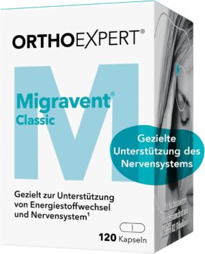 Magnesium Komplex mit B6 & Zink โ Migravent Classic Capsules - Magnesium & Vitamin B2 High Dose for Nervous System & Energy Metabolism - 120 Capsules Dietary Supplement Vegan