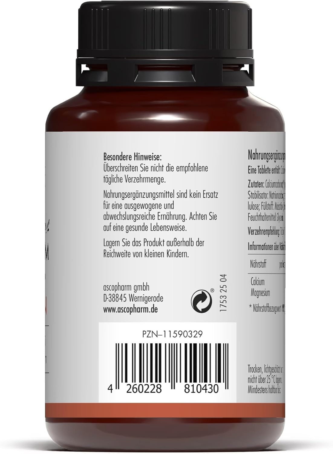 Magnesium 400 mg – Sovita Magnesium Calcium Tablets, Magnesium and Calcium Contribute to Normal Muscle Function and Maintain Normal Bones, Vegan Dietary Supplement, 300 Tablets – Bild 8