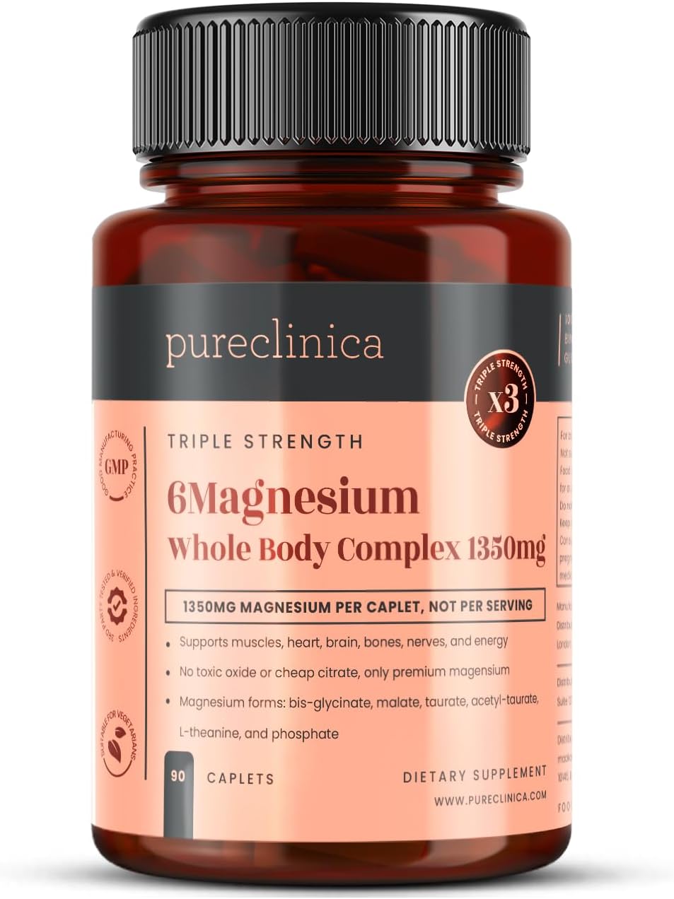 Magnesium Komplex mit B6 & Zink – Double Strength Magnesium Complex - 1350mg Per Tablet - 247mg Elementary Magnesium - 6 High Quality Magnesium Compounds for Muscles, Heart, Brain & Bones - 3 Month Supply (90 Tablets)