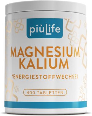 Magnesium 600 mg โ Magnesium Potassium High Dose 400 Tablets PiรนLife, Fatigue, Electrolyte Sport, Energy, Dietary Supplement for Muscles & Nerves, Potassium Citrate & Magnesium