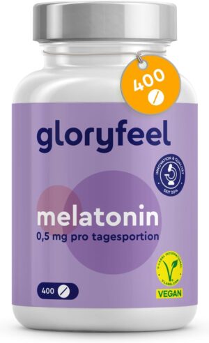 Schlaf-Magnesium mit Melatonin – Natürlich einschlafen & durchschlafen – Melatonin High Dose - 400 Tablets (13 Months) - 0.5 mg Bioactive Melatonin per Daily Dose - 100% Vegan, Laboratory Tested and Made in Germany without Unwanted Additives