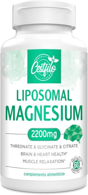 Magnesium 600 mg – Liposomal Magnesium Complex 2200 mg, Gluten-Free, 60 Soft Capsules, High Dose, Natural, Suitable for Women, Men (Pack of 60)