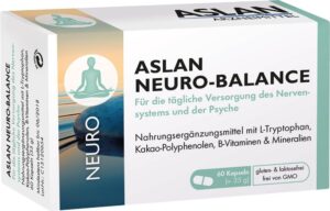 Magnesium Komplex mit B6 & Zink โ Aslan Neuro-Balance (60 Capsules) - Dietary Supplement with L-Tryptophan Vitamin B Complex for the Nervous System, the Psyche and for Faster Fall asleep
