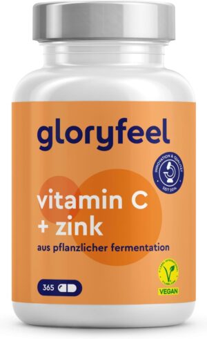 Magnesium 600 mg – Vitamin C + zinc - 365 vegan capsules - 1000 mg buffered vegetable vitamin C (acid-free and stomach friendly) plus 20 mg zinc per daily dose - laboratory tested without additives made in Germany.